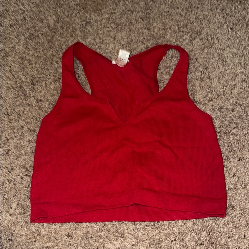 Red Racerback Crop Top
